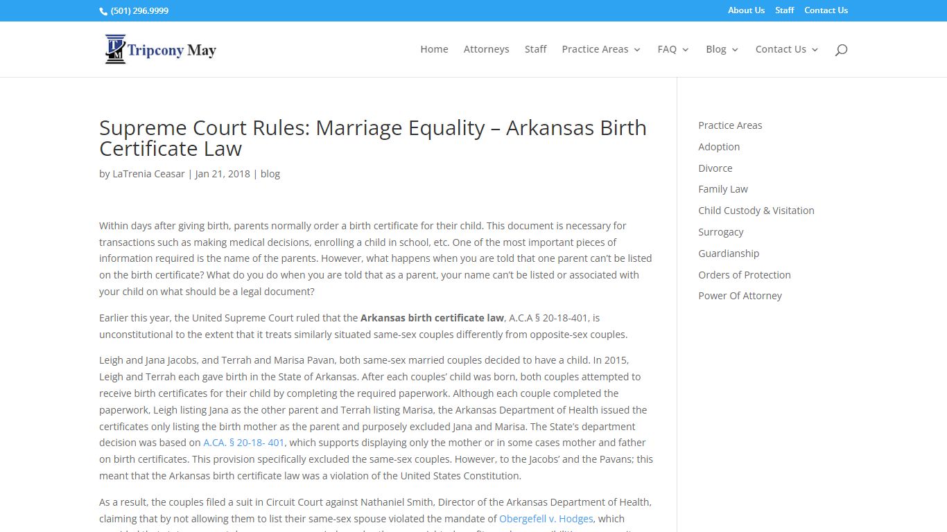 Supreme Court Rules: Marriage Equality – Arkansas Birth Certificate Law ...