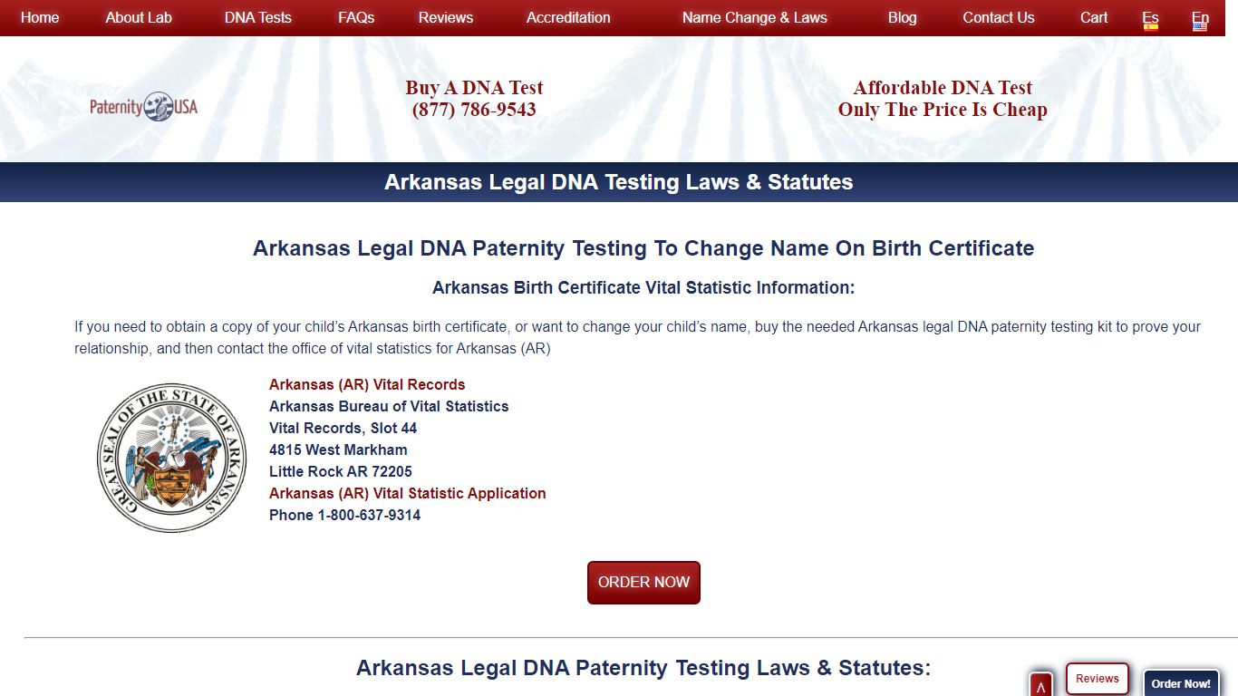 Arkansas Legal DNA Testing Law - Change Birth Certificates - PaternityUSA