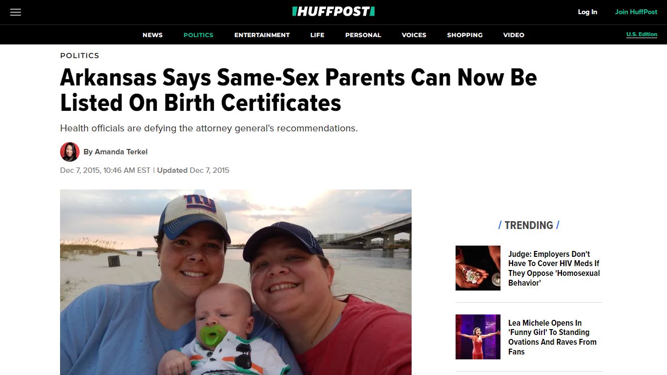 Arkansas Says Same-Sex Parents Can Now Be Listed On Birth ... - HuffPost